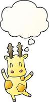 girafa de desenho animado bonito e balão de pensamento no estilo de gradiente suave vetor