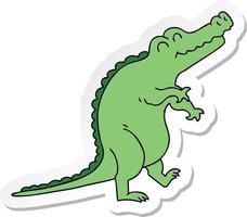 adesivo de um crocodilo de desenho animado desenhado à mão peculiar vetor