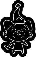 ícone de desenho animado de um cachorro usando chapéu de papai noel vetor