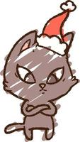 desenho de giz de gato de natal vetor