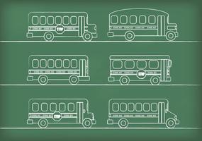 Vetores de ônibus escolares desenhados por giz