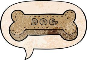 biscoito de cachorro de desenho animado e bolha de fala no estilo de textura retrô vetor