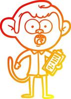 desenho de linha de gradiente quente desenho animado macaco chocado vetor