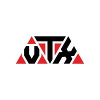design de logotipo de letra de triângulo vtx com forma de triângulo. monograma de design de logotipo de triângulo vtx. modelo de logotipo de vetor de triângulo vtx com cor vermelha. logotipo triangular vtx logotipo simples, elegante e luxuoso. vtx
