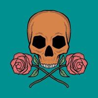 ilustração de flores de crânio vetor colorido para impressão em camiseta, logotipo, adesivos etc