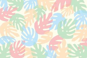 fundo pastel com folha de monstera vetor