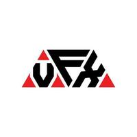 design de logotipo de letra de triângulo vfx com forma de triângulo. monograma de design de logotipo de triângulo vfx. modelo de logotipo de vetor de triângulo vfx com cor vermelha. logotipo triangular vfx logotipo simples, elegante e luxuoso. vfx