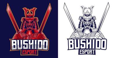 design de mascote do logotipo do bushido esport vetor