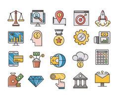 conjunto de ícones vetoriais relacionados a negócios e finanças. vetor