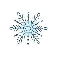 um floco de neve desenhado à mão. ilustração vetorial em estilo doodle. clima de inverno. olá 2023. feliz natal e feliz ano novo. elemento azul em um fundo branco. vetor
