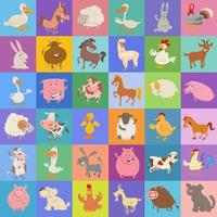 plano de fundo ou design de papel com animais de fazenda dos desenhos animados vetor