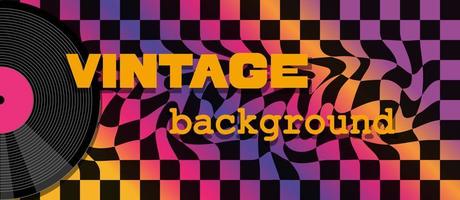 música vintage banner colorido para música retrô. fundo retrô vector com disco de vinil dos anos 80-90. cartaz em estilo de música retrô.