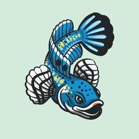 peixe local azul do conceito de logotipo da ásia vetor
