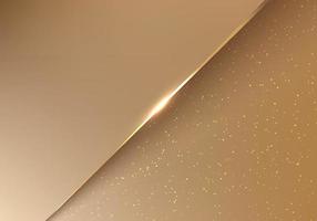 elegante fundo de luxo de corte de papel dourado com linha diagonal dourada e efeito de iluminação glitter vetor