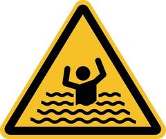 nadar ícone proibido no fundo branco. cuidado com o sinal de afogamento. sinal de aviso de afogamento. símbolo de aviso de inundação. estilo plano. vetor