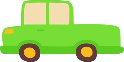 ilustração de carro de brinquedo de crianças verdes fofas isolada em branco em estilo de desenho animado plano vetor