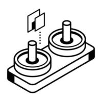 um ícone isométrico de linha de máquina de braço de academia vetor