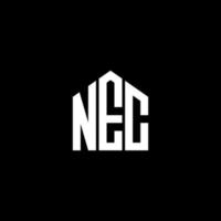 design de logotipo de carta nec em fundo preto. nec conceito de logotipo de letra de iniciais criativas. design de letra nec. vetor