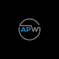 apw carta logotipo design em fundo preto. conceito de logotipo de carta de iniciais criativas apw. design de letra apw. vetor