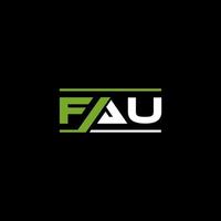 design de logotipo de letra fau em fundo preto. conceito de logotipo de letra de iniciais criativas fau. design de letra fau. vetor