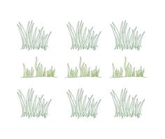 coleção de arte de linha verde de grama vetor