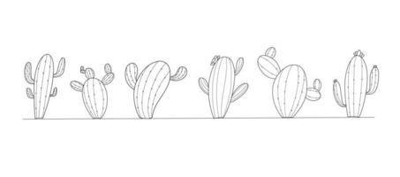 coleções de doodle de cactos tropicais desenhados à mão vetor