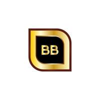 design de logotipo de círculo de letra bb com cor dourada vetor
