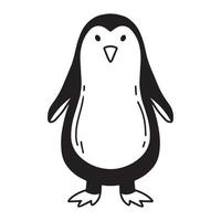 ilustração infantil de pinguim isolado no fundo branco. pinguim desenhado à mão em estilo doodle. ilustração vetorial vetor