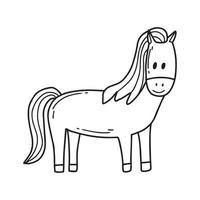 ilustração em vetor de um cavalo bonito. cavalo isolado em um fundo branco. ilustração vetorial. estilo doodle.