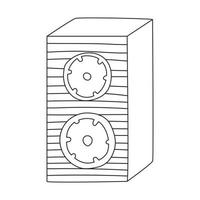 alto-falante de áudio, alto-falante. equipamentos musicais. rabisco de contorno. ilustração em vetor preto e branco isolada no fundo branco