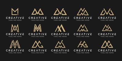 conjunto de monograma abstrato carta mm ma mv modelo de logotipo. ícones para negócios de moda, financeiro, construção, simples. vetor