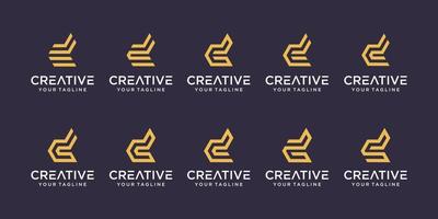 conjunto de modelo de logotipo abstrato inicial letra d. ícones para negócios de moda, digital, tecnologia, vetor