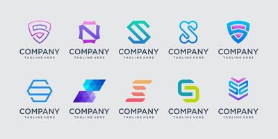 conjunto de modelo de design de logotipo de letra inicial s ss de coleção. ícones para negócios de moda, esporte, automotivo, tecnologia digital.