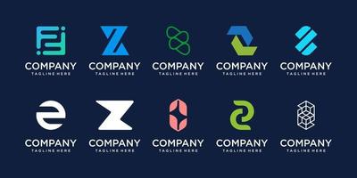 conjunto de modelo de design de logotipo de letra inicial z de coleção. ícones para negócios de moda, digital, tecnologia.