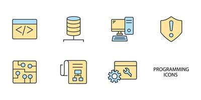 conjunto de ícones de programação e codificação. elementos de vetor de símbolo de pacote de programação e codificação para web infográfico