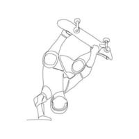 ilustração vetorial de skatista desenhada no estilo de arte de linha vetor