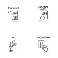 conjunto de ícones do ano fiscal. elementos do vetor de símbolo de pacote de ano fiscal para web infográfico