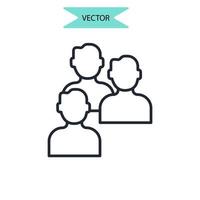 ícones da comunidade simbolizam elementos vetoriais para infográfico web vetor