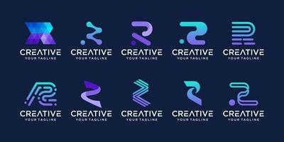 conjunto de modelo de logotipo de letra inicial de monograma r rr. ícones para negócios de moda, negócios, consultoria, tecnologia digital. vetor