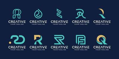 conjunto de modelo de logotipo de carta inicial de coleção r rr. ícones para negócios de moda, esporte, automotivo.