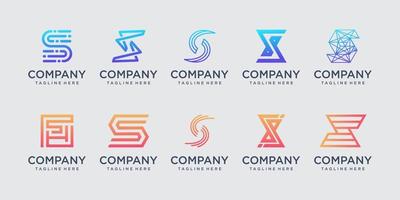 conjunto de modelo de design de logotipo de letra inicial s ss de coleção. ícones para negócios de moda, esporte, automotivo, tecnologia digital.