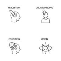 conjunto de ícones de percepção. elementos do vetor de símbolo do pacote de percepção para web infográfico