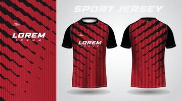 design de camisa esportiva preta vermelha vetor