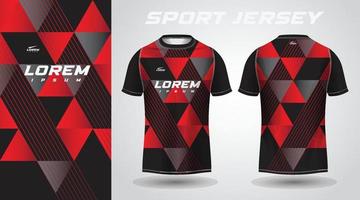 design de camisa esportiva de camisa preta vermelha vetor