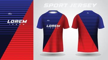 design de camisa esportiva de camisa azul vermelha vetor