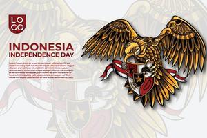 modelo simples de dia da independência da indonésia com estilo moderno de arte garuda vetor