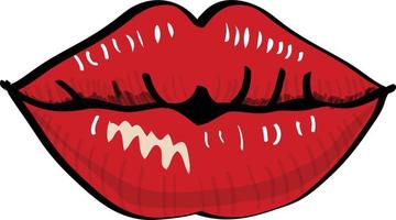 lábios femininos sensuais vermelhos isolados em um fundo transparente, um beijo de ar, lindos lábios, beleza, batom vermelho, cosméticos. vetor