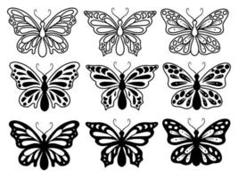 ilustração de doodle de arte de linha de borboleta vetor