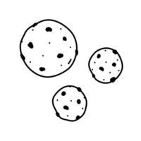 biscoitos de chocolate isolados no fundo branco. comida doce. ilustração vetorial desenhada à mão em estilo doodle. perfeito para decorações, logotipo, menu, vários designs. vetor