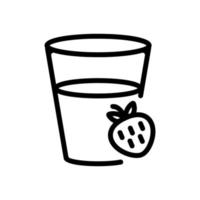 copo de ilustração de contorno de vetor de ícone de suco de morango
